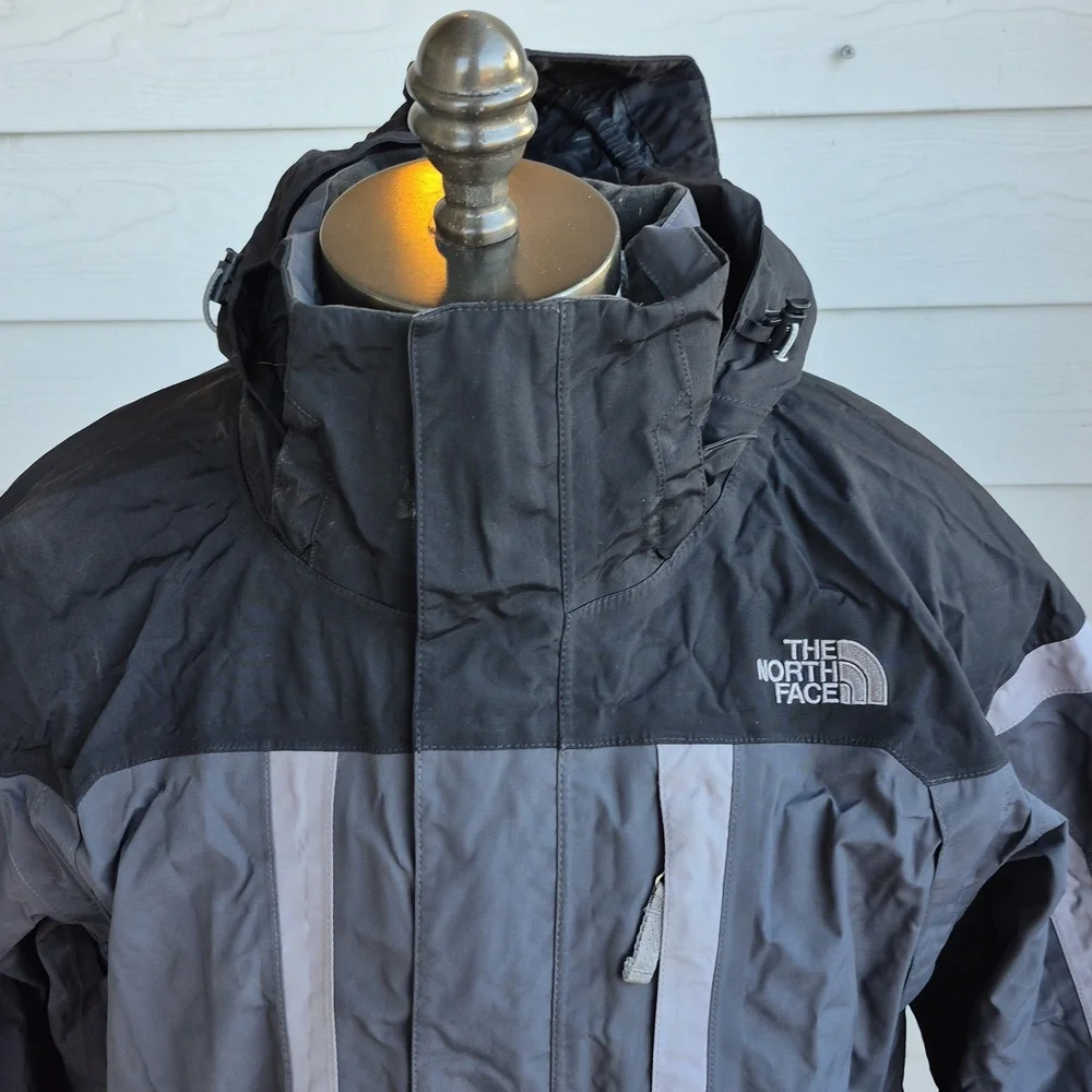 THE NORTH FACE Grey Black Nylon‎ Hyvent Mens Large Full Zip Jacket TNF